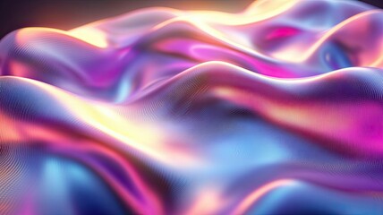 Obraz premium Abstract vibrant neon waves in 3D rendering, 3D rendering of vibrant neon waves in soft, fluid shapes with glowing pink, purple, and blue colors, creating a futuristic feel. 