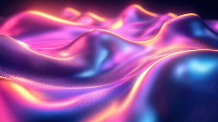 Obraz premium Abstract vibrant neon waves in 3D rendering, 3D rendering of vibrant neon waves in soft, fluid shapes with glowing pink, purple, and blue colors, creating a futuristic feel. 