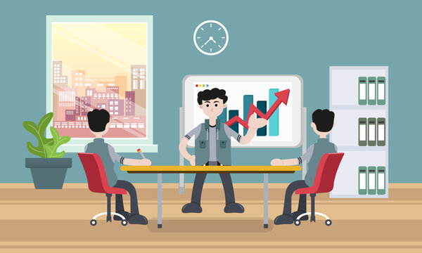 Meeting conference of Bussiness on flat cartoon style