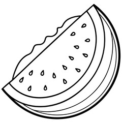 watermelon slice line art vector