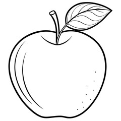 Apple with a leaf line art vector 
