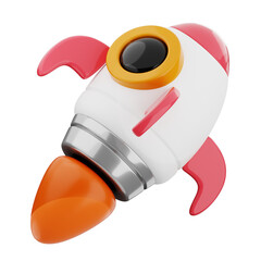 Rocket 3d illustration. business startup launch icon.