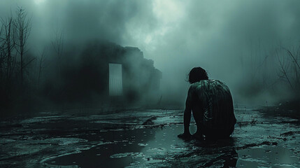 Fototapeta premium person in the mist