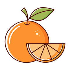 Orange with slice vector illustration 
