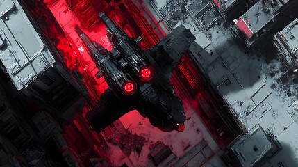 Cybernetic Wolf Soldier in Tactical Gear on Futuristic Battlefield of Urban Ruins