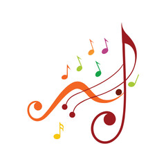 Fototapeta premium This music notes wave melody vector illustration beautifully captures the dynamic flow of music, ideal for concert posters, digital art, music-themed designs, and creative projects.
