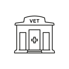 Veterinary clinic building vector line icon. Vet symbol in flat style on white background