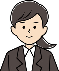 笑顔のスーツ姿の女性
