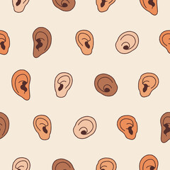 Collection of Ear Vector Seamless Pattern illustration Design