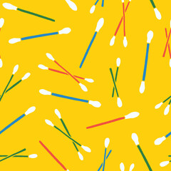 Bunch of Cotton Bud Vector Seamless Pattern illustration Design