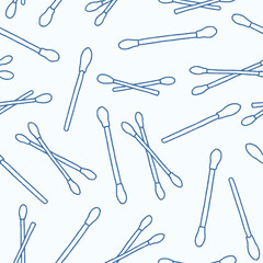 Outline Bunch of Cotton Bud Vector Seamless Pattern illustration Design