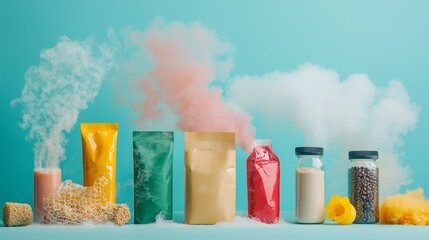 Toxic Secrets Unveiled: Surreal Depiction of Chemical Vapors from Food Packages Revealing Hidden Dangers