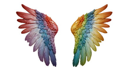Obraz premium Rainbow angel wings isolated on white, transparent background 