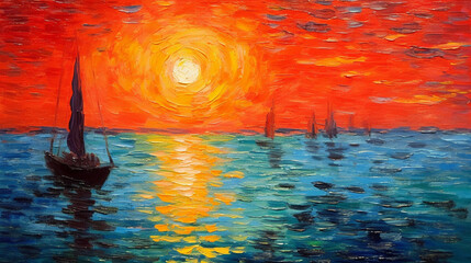 a view of the sea at sunset