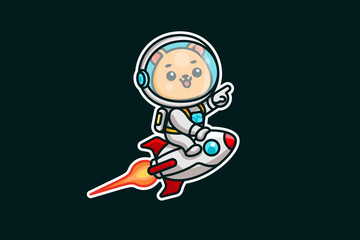 Cute Astronaut Bear Soaring Through Space