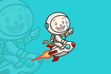 Adorable Astronaut Monkey Soaring on a Rocket