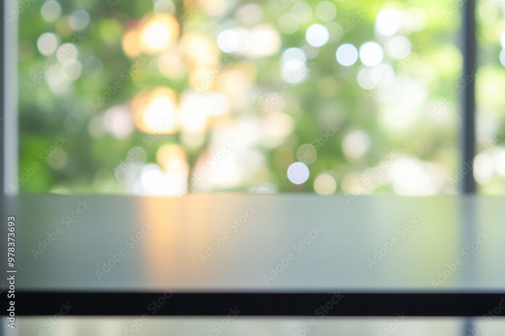 Poster Minimalist Black Table with Bokeh Background for Product Display