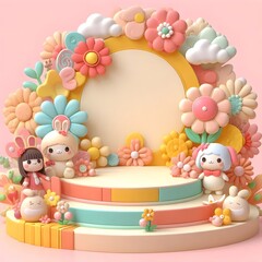 Obraz premium 3D decorative arrangement with flowers for children