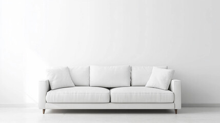 Minimalist White Sofa Against a Clean White Wall