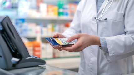 Pharmacist holding a prescription card