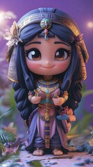 Fototapeta premium A 3D cute -style illustration of a deity, featuring vibrant and well-designed colors. The cute, stylized figure blends traditional elements with playful design, creating a charming and eye-catching vi