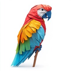 Colorful Origami Parrot Artwork on White Background