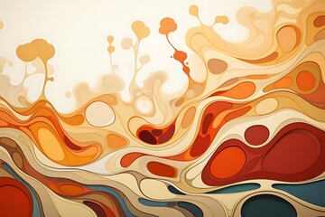 Abstract design featuring flowing shapes and warm colors.