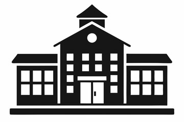 
School building silhouette vector, university icon symbol