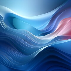 Obraz premium Abstract wavy design in blue and pink tones, creating a fluid visual effect.