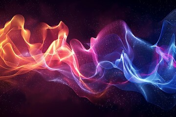 Obraz premium Abstract waves of light in vibrant colors against a dark background.