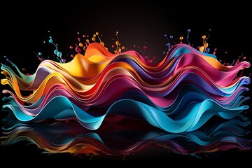 Colorful abstract waves with splashes, creating a dynamic visual effect.