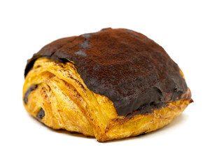 A pain au chocolat in an isolated white background