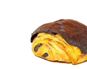 A pain au chocolat in an isolated white background