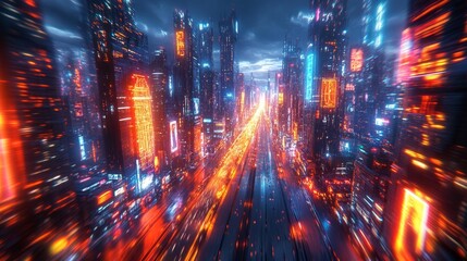 Cyberpunk Futuristic Cityscape at Night Generative AI