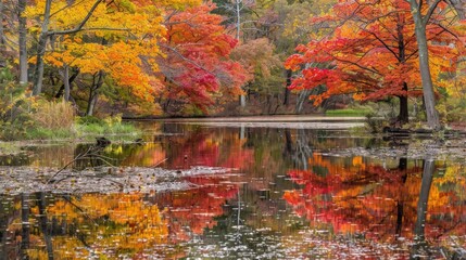 Autumn Reflections in a Still Pond