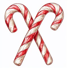 Christmas candy canes crossed
