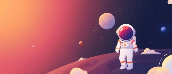 Child astronaut floating in space, surrounded by stars and planets, exploring the cosmos in a vibrant, imaginative setting that inspires wonder and adventure