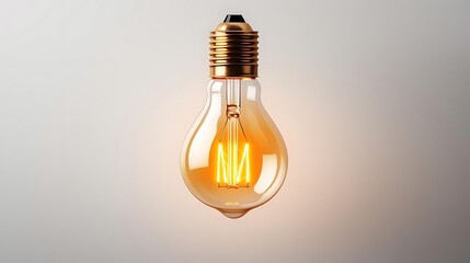 A glowing vintage light bulb with a warm filament illuminating softly.