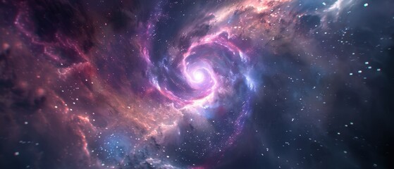 Naklejka premium Cosmic Dance of the Celestial Spiral, a vast alien galaxy spirals through the cosmos, showcasing the intricate beauty of a supercluster in an endless celestial tapestry.