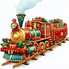 Christmas train with toys and gifts