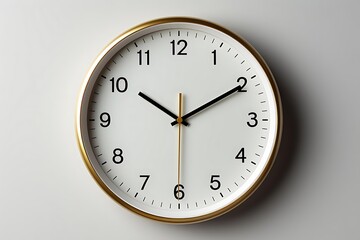 A round wall clock displaying time with a minimalistic design.
