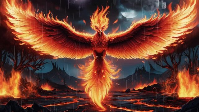 Phonic animation with flames, smooth looping video.