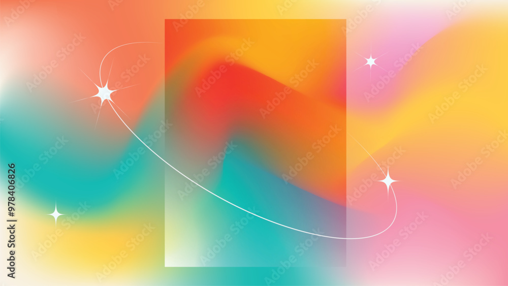 Poster abstract gradient poster background vector. cover background template with vibrant perspective 3d ge