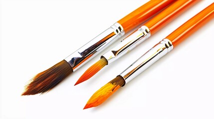 Fototapeta premium Nice Orange Acrylic Paint Brushes
