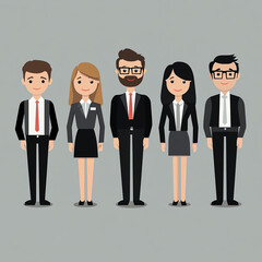 set of business people