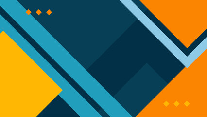 Abstract geometric background with bold colorful shapes in blue orange and yellow tones. Dynamic abstract geometric background featuring bold and colorful shapes in blue orange and yellow