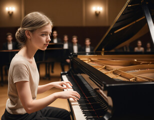 girl playing piano