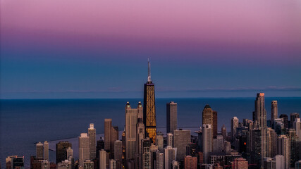 Aerial photograph of downtown Chicago during sunset © Joshua 