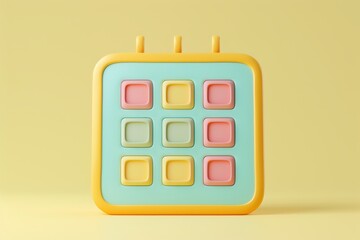A cheerful and colorful 3D illustration of a calendar icon, perfect for representing organization, scheduling, and time management. The icon's bright colors and playful design