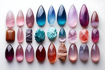Fototapeta premium A collection of colorful gemstones arranged in various shapes and sizes.